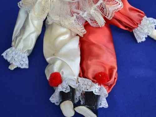Vintage Glazed Porcelain Harlequin Doll