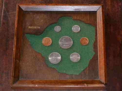 Set of Rhodesian Coins - Framed behind Glass