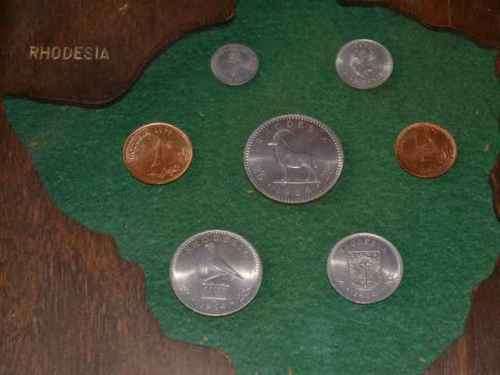 Set of Rhodesian Coins - Framed behind Glass