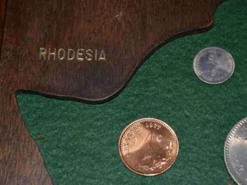 Set of Rhodesian Coins - Framed behind Glass