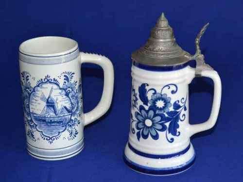 Delft Blue and White /Echt Beer Tankards/Steins
