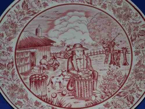 De Kruik Red Delftware Holland - Four Seasons Display Plates - Complete set