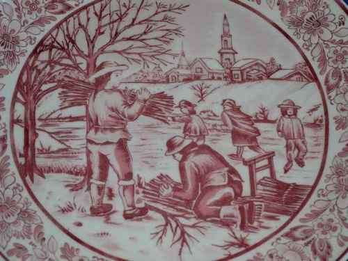 De Kruik Red Delftware Holland - Four Seasons Display Plates - Complete set