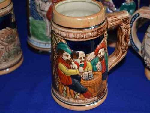 Collection of five Beer Mugs in German Stein Style