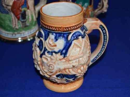 Collection of five Beer Mugs in German Stein Style