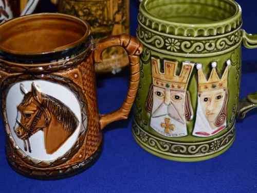 Collection of  Eight Assorted  Decorative Beer Mugs (Some with damage)