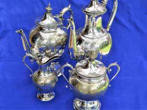 Antique Victorian Style Plated German Silver Tea Set - Four Pieces