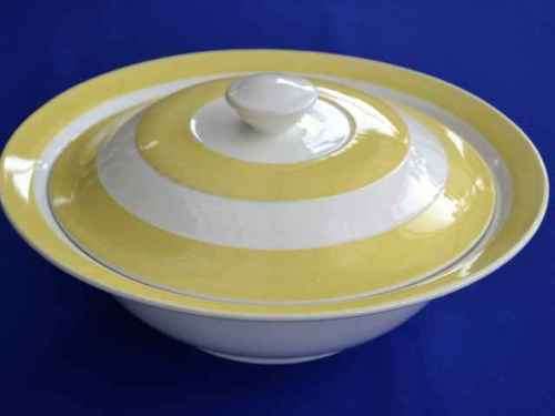 ** RARE **  Vintage TG Green Yellow and White Cornishware Tureen with Lid