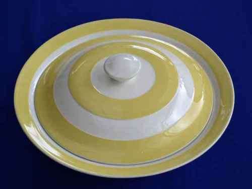 ** RARE **  Vintage TG Green Yellow and White Cornishware Tureen with Lid