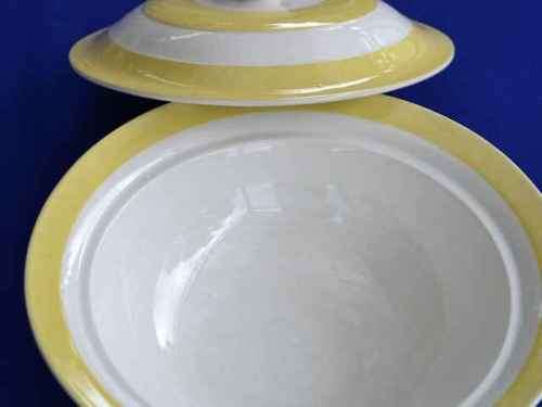 ** RARE **  Vintage TG Green Yellow and White Cornishware Tureen with Lid