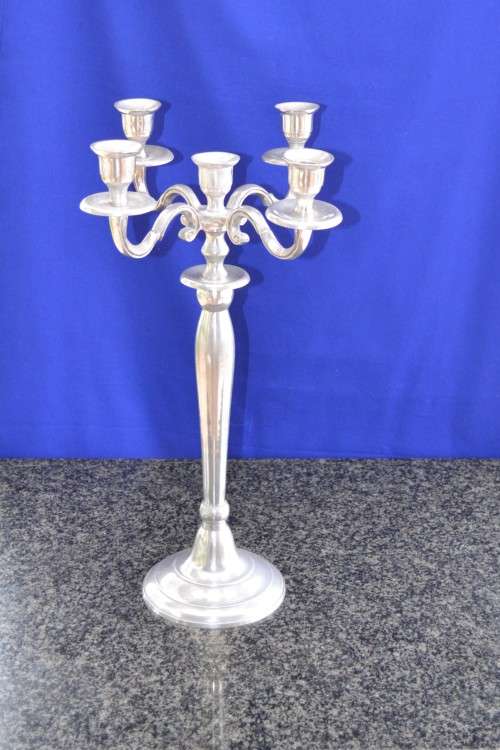 Five Arm Silver Aluminium Candleabra