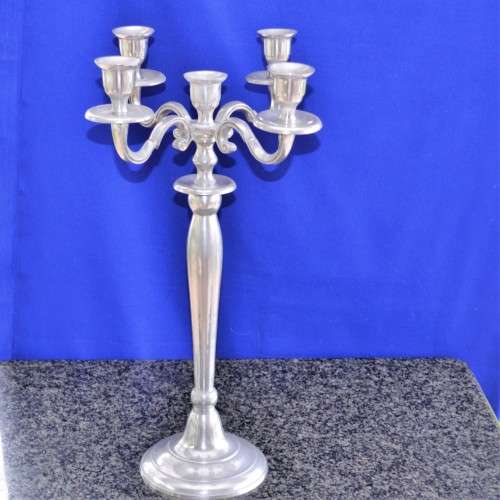 Five Arm Silver Aluminium Candleabra