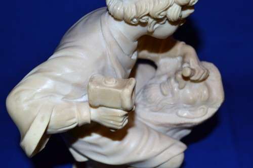 Bonded Marble Composite Statue - The Young Carver Rare Large Statue