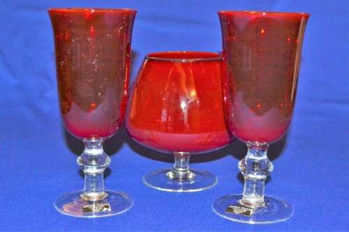 Sergio Talanti - Murano Hand Crafted Stemmed Glasses - Three Pieces