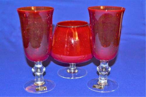 Sergio Talanti - Murano Hand Crafted Stemmed Glasses - Three Pieces