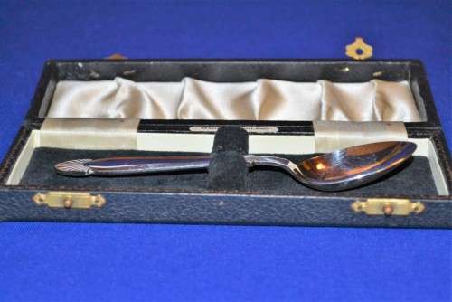 Vintage Angora Silver Plate Single Spoon in Presentation Box