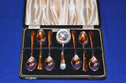 Vintage Boxed Spoon Set - Angora Silver Plate - Seven Pieces