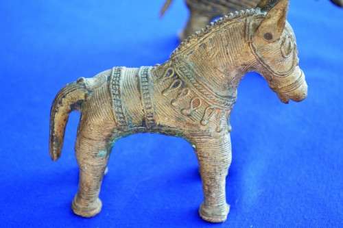 Antique Dhorka Tribal Art Elephant and Horse