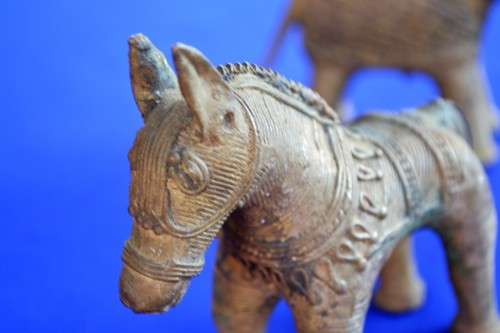 Antique Dhorka Tribal Art Elephant and Horse