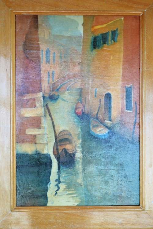 Oleograph Print on Board with Wooden Frame - Signed Ernesto