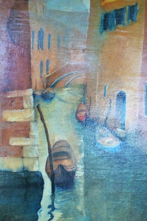 Oleograph Print on Board with Wooden Frame - Signed Ernesto