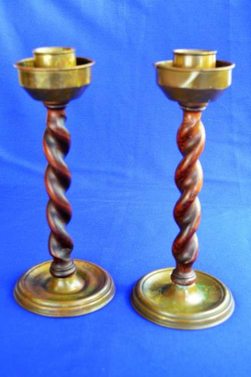Antique Barley Twist Candle Holders - Made in England