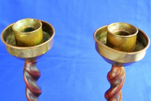 Antique Barley Twist Candle Holders - Made in England