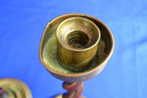 Antique Barley Twist Candle Holders - Made in England