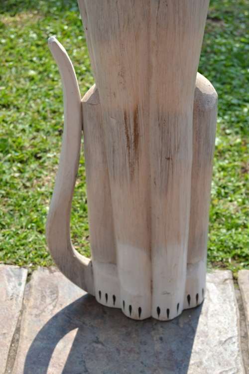 Standing Wooden Cat Carving