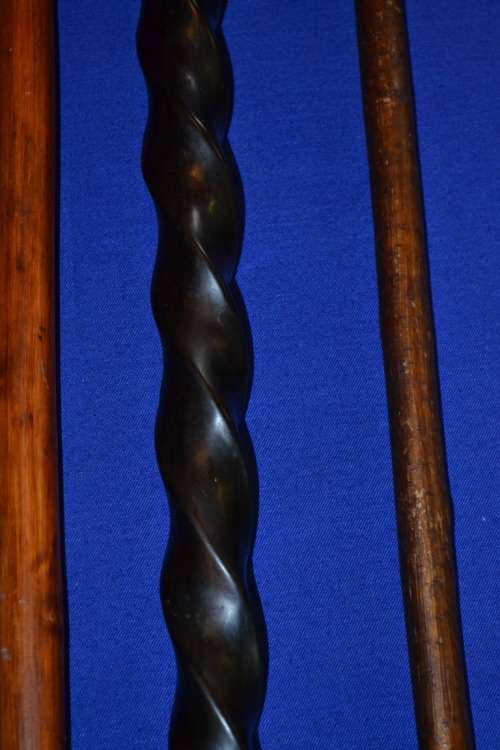 Vintage Walking Sticks x 3 - Ebony Barley Twist and Antler Handle