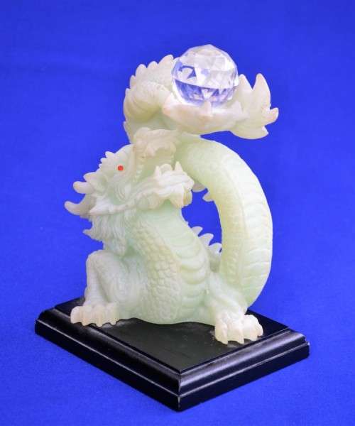 Feng Shui Dragon holding Crystal Ball - Light Green