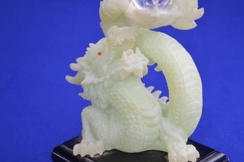 Feng Shui Dragon holding Crystal Ball - Light Green