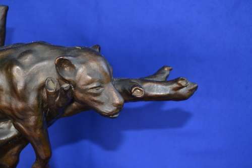 Clay Sculpture Resting on Branch with Stand