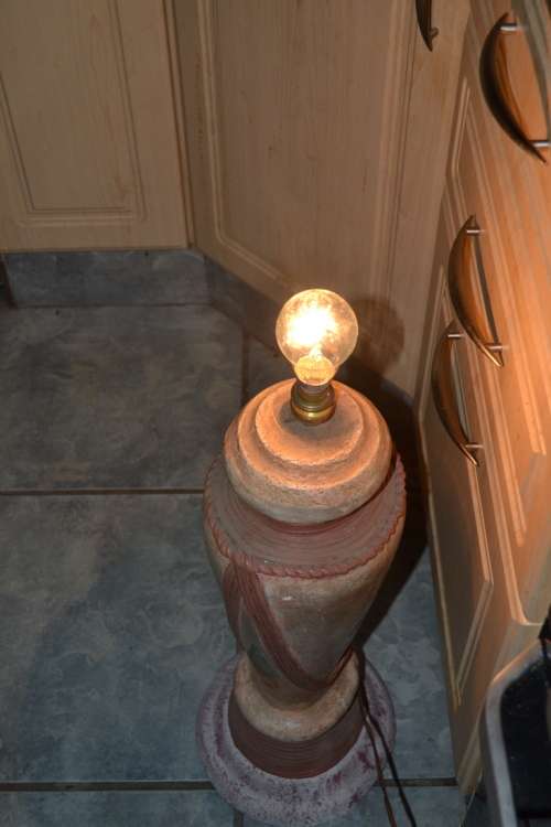 Two Large Vintage Lamps with Shades