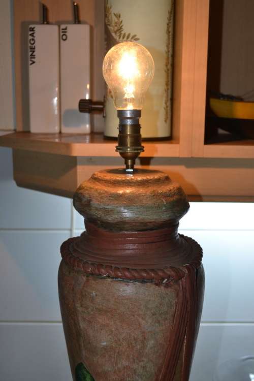 Two Large Vintage Lamps with Shades