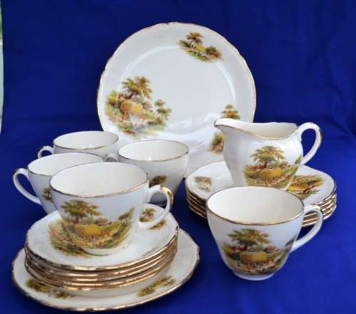 Vintage Alfred Meakin Part Tea Set "The Hayride"18 Pieces