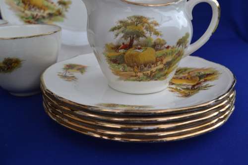 Vintage Alfred Meakin Part Tea Set "The Hayride"18 Pieces