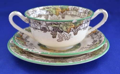 Cope;and Spode "Spode's Byron" Soup Cup, Saucer and Bread Plate
