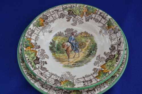 Cope;and Spode "Spode's Byron" Soup Cup, Saucer and Bread Plate