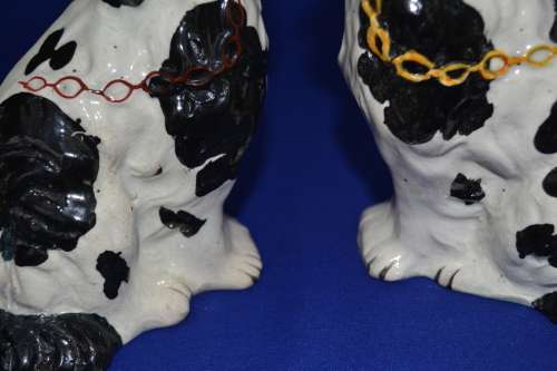 Pair of 19th Century Staffordshire  King Charles Spaniels