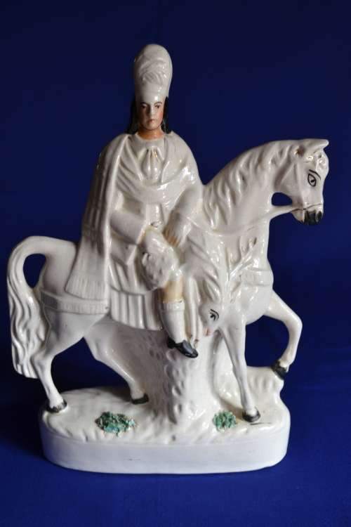 Pair of 19th Century Staffordshire  Scottish highlander Huntsmen on Horseback