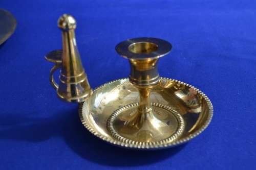 Brass Tray and  Candle Holder with Snuffer