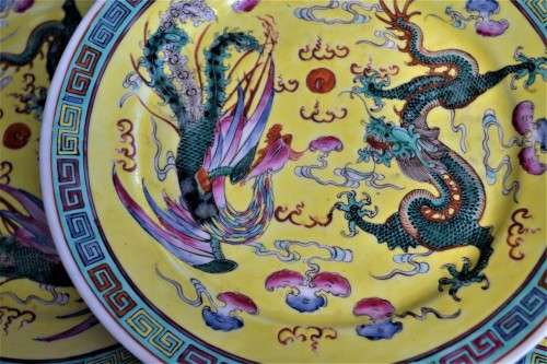 Famille Jaune Vintage Plates x 6