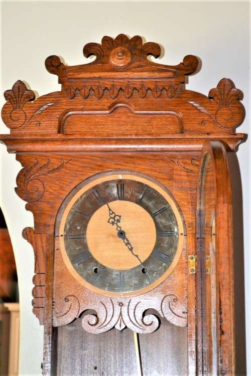 Very Large Vintage Wooden Clock Case with converted movement