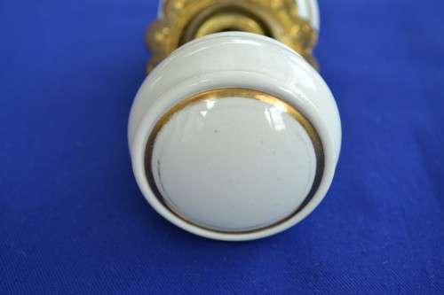 Vintage Porcelain and Brass Door Handle