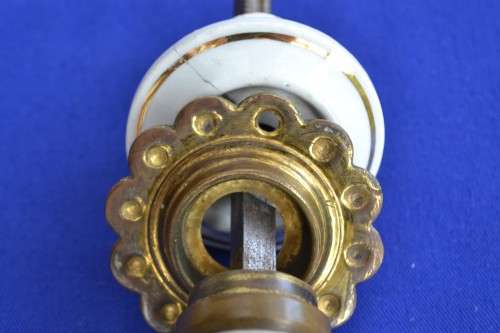 Vintage Porcelain and Brass Door Handle