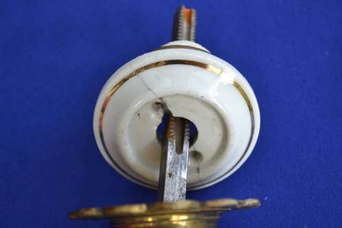 Vintage Porcelain and Brass Door Handle