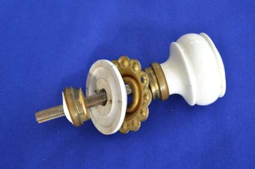 Vintage Porcelain and Brass Door Handle