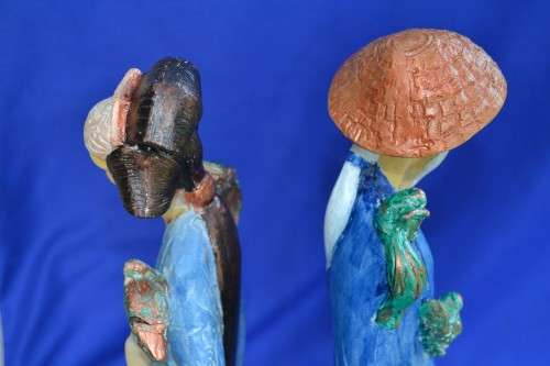 Oriental VINTAGE Bird Man and Woman