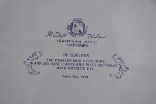 Oude Molen Fabriek Delft Wall / Display Plate - Traditional Dutch Tradesmen - De Schilder